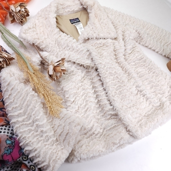 Patagonia Cream Fringe Layered Fleece Coat Xs - Picture 5 of 15